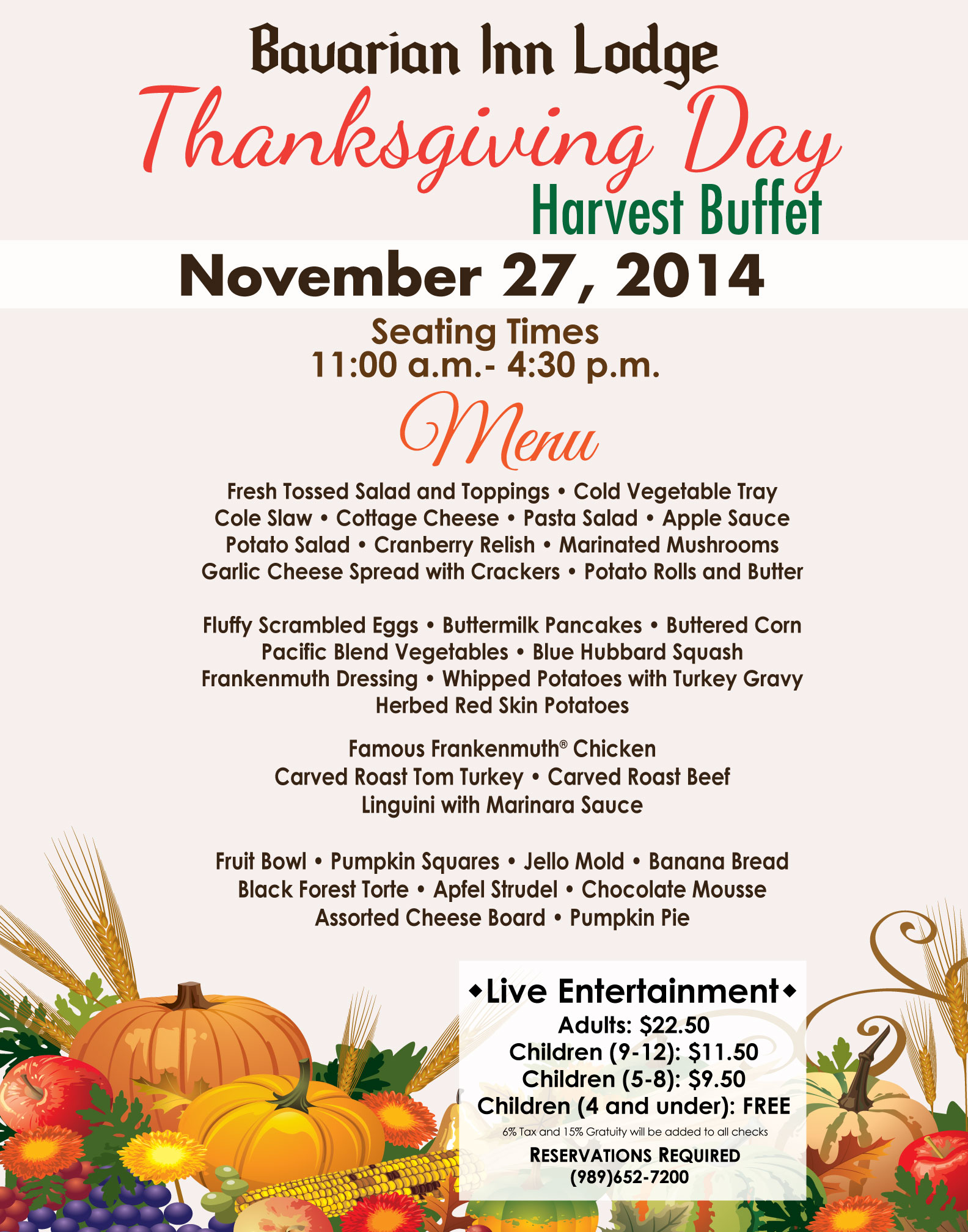 Thanksgiving Day Harvest Buffet! - Bavarian Inn